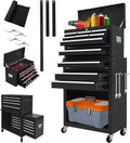 13-Drawer Tool Chest with Wheels, 2 in 1 Detachable Rolling Toolbox with Drawers, Large Tool Box with Lock, Mobile Steel Tool Cabinet Storage for Warehouse, Garage (Black)