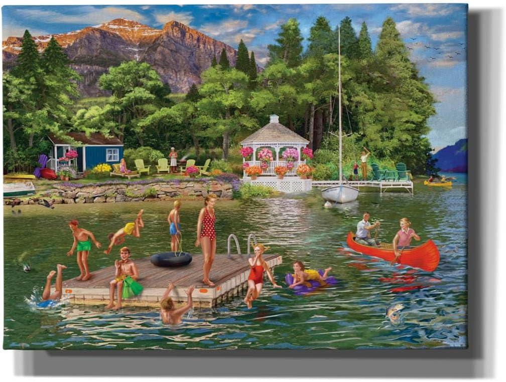 Epic Graffiti 'Gazebo Lake' by Bigelow Illustrations Canvas Wall Art, 54' x 40'