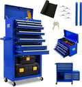 13 Drawers Tool Chest with Wheels,Large Capacity Tool Storage Cabinet with Removable Top Toolbox, Locking Mechanical Tool Cart with Liner,Suitable for Garages, Warehouses-Blue