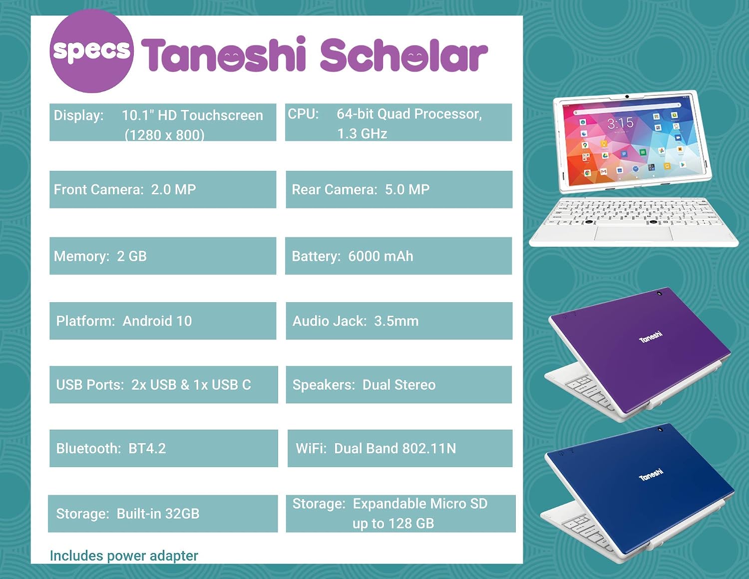 Tanoshi Scholar Kids Computer a Kids Laptop for Ages 6-12, 10.1' HD Touchscreen Display (Purple)