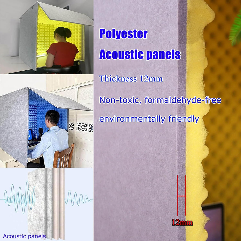 WORDFUN Sound Isolation Room for Home Studio, Microphone Foam Booth Cube, Portable Vocal Booth for Recording, Desktop Soundproof Cover, for Recording Podcasts Singing Gaming