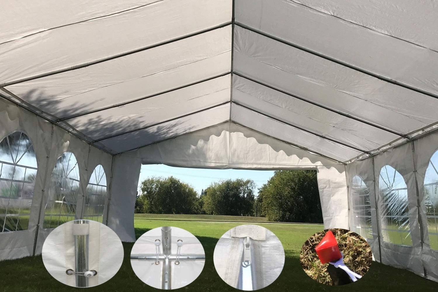 DELTA 26'x16' Budget PE Party Tent + (2) Long Bags + (1) Short Bag, Tents for Parties, Canopy Carpas para Fiestas,Wedding Event Tents for Outdoor Events (B Model)