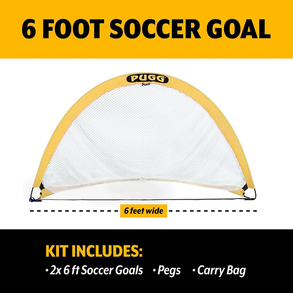 PUGG Pop Up Soccer Goal, Portable Training Football Knitted Poly Net Equipment, The Original Pickup Game Goal, Includes Two Goals & Bag