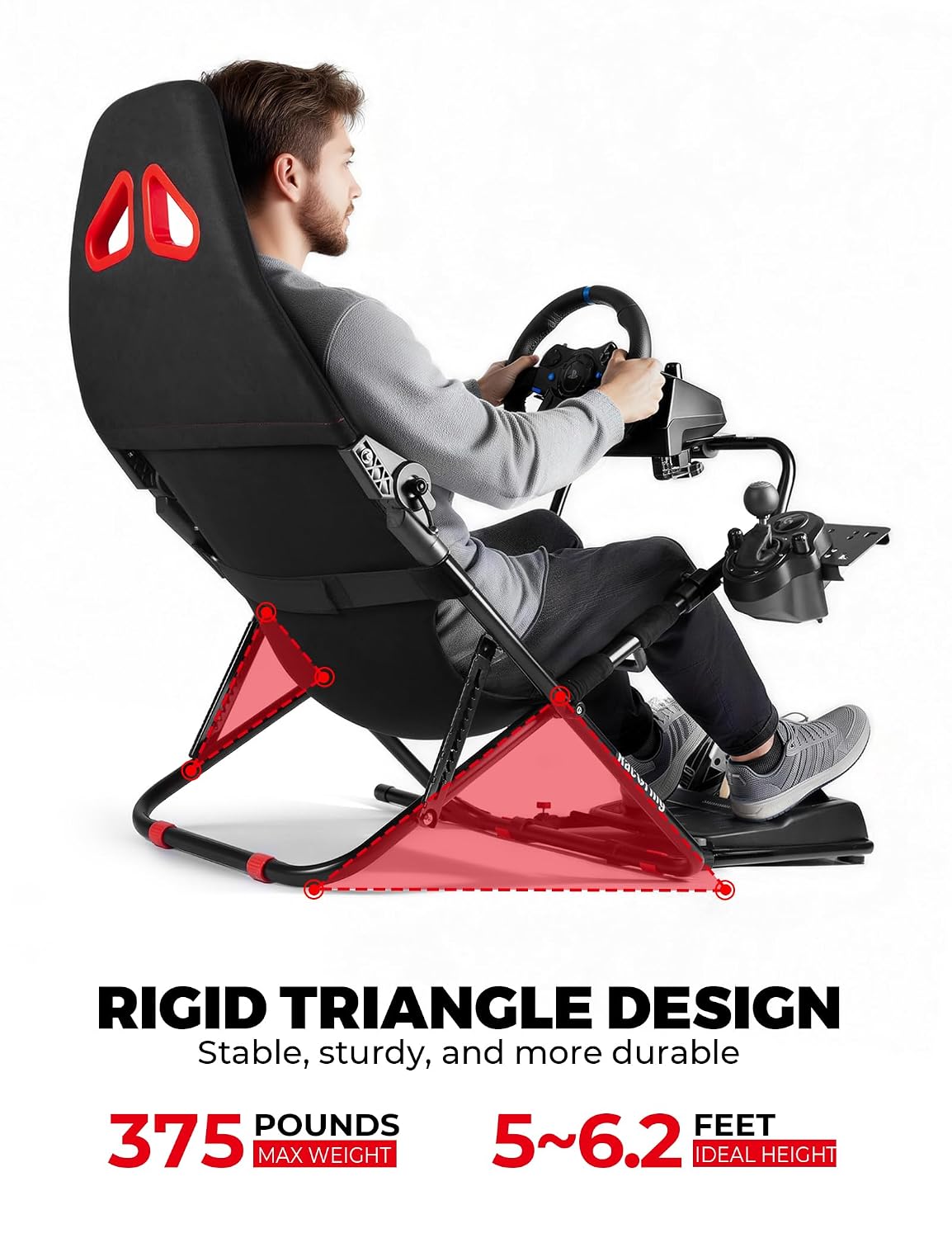 RACGTING Racing Simulator Cockpit for G920 G29 G923, Foldable Racing Simulator for Thrustmaster T248X T248 T300 T150 458 TX Xbox PS5 PS4 PC (Black)