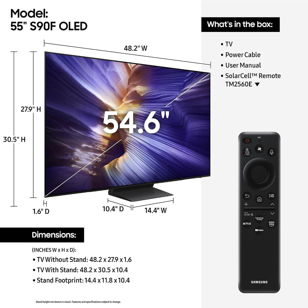 Samsung QN55S90FAFXZA 55 Inch 4K OLED Smart TV with an AudioQuest Forest 1.5M 48G 8K-10K HDMI Digital Cable (2025)