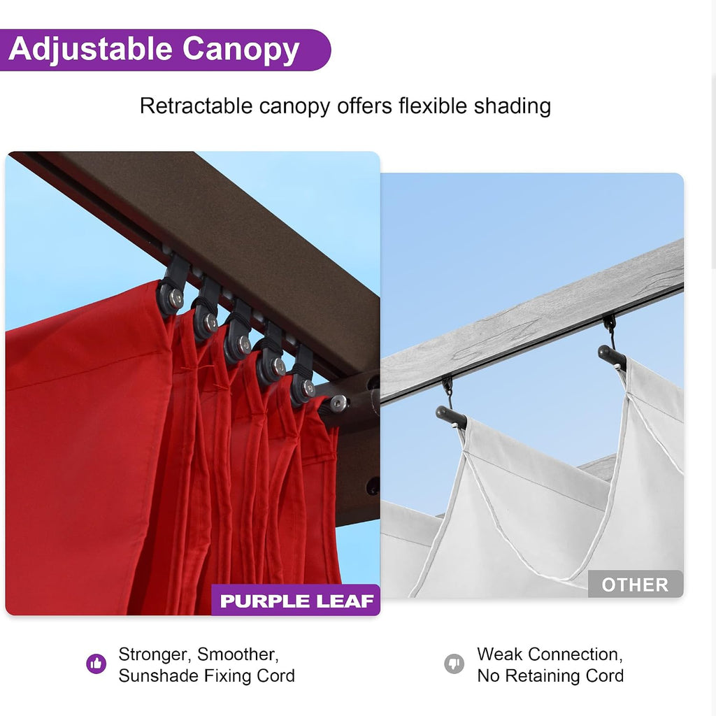 PURPLE LEAF 10' x 10' Retractable Pergola Outdoor Aluminum White Pergola with Sun Shade Canopy Patio Modern Bronze Shelter for Garden Yard Deck Grape, Terra