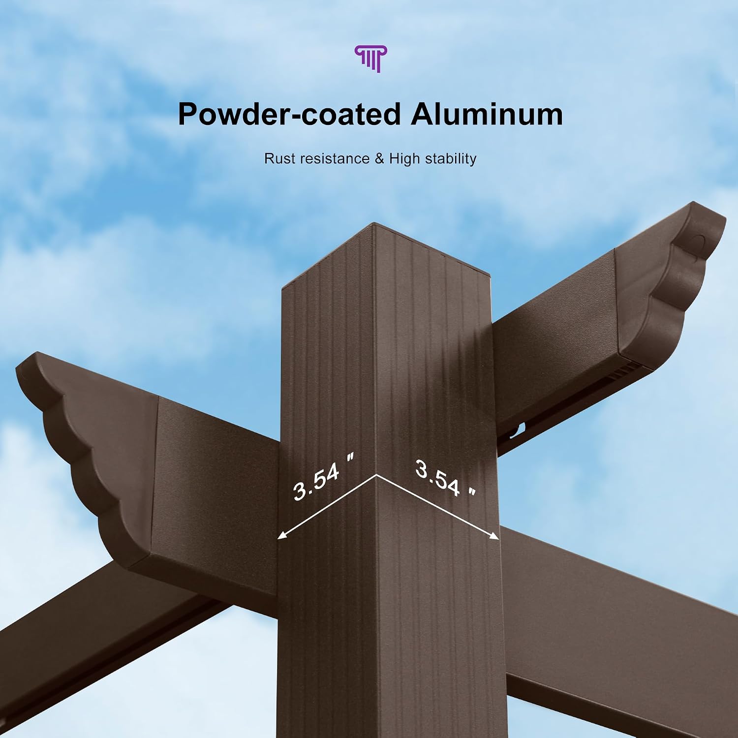 PURPLE LEAF 10' x 10' Retractable Pergola Outdoor Aluminum White Pergola with Sun Shade Canopy Patio Modern Bronze Shelter for Garden Yard Deck Grape, Terra