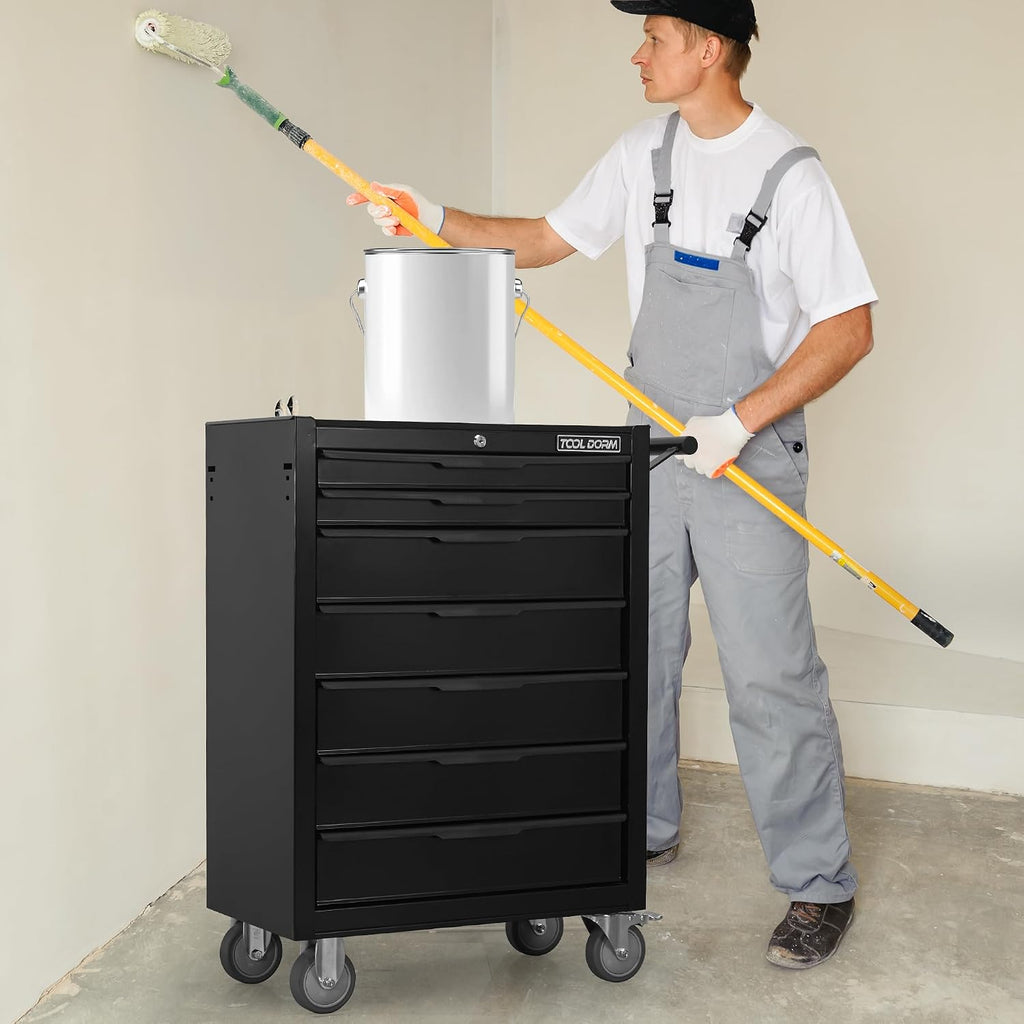 Tool Box Rolling Tool Cabinets, 24.2inch Rolling Toolbox with 7 Drawers, Metal Tool Chest with Wheels Tool Cart for Garage, Warehouse, Repair Shop, Workshop