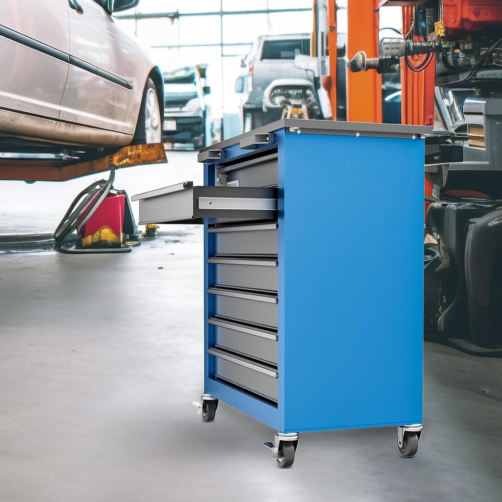LARBANKE Tool Chest,7-Drawer Rolling Toolbox Chest,Rolling Tool Chest on Wheels with Keyed Locking System,and 4 Foot Pad,Tool Chet can be Combined Cabinet Set with 5-Drawer Tool Chest,for Garage