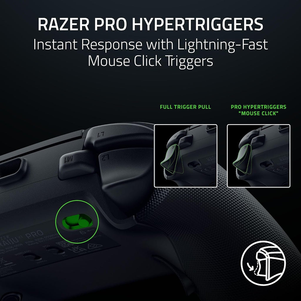 Razer Raiju V3 Pro Wireless Esports Controller – Officially Licensed for PlayStation, Lag-free Esports Grade Performance, 6 Remappable Buttons, TMR Thumbsticks, Fast Triggers, for PS5 & PC – Black