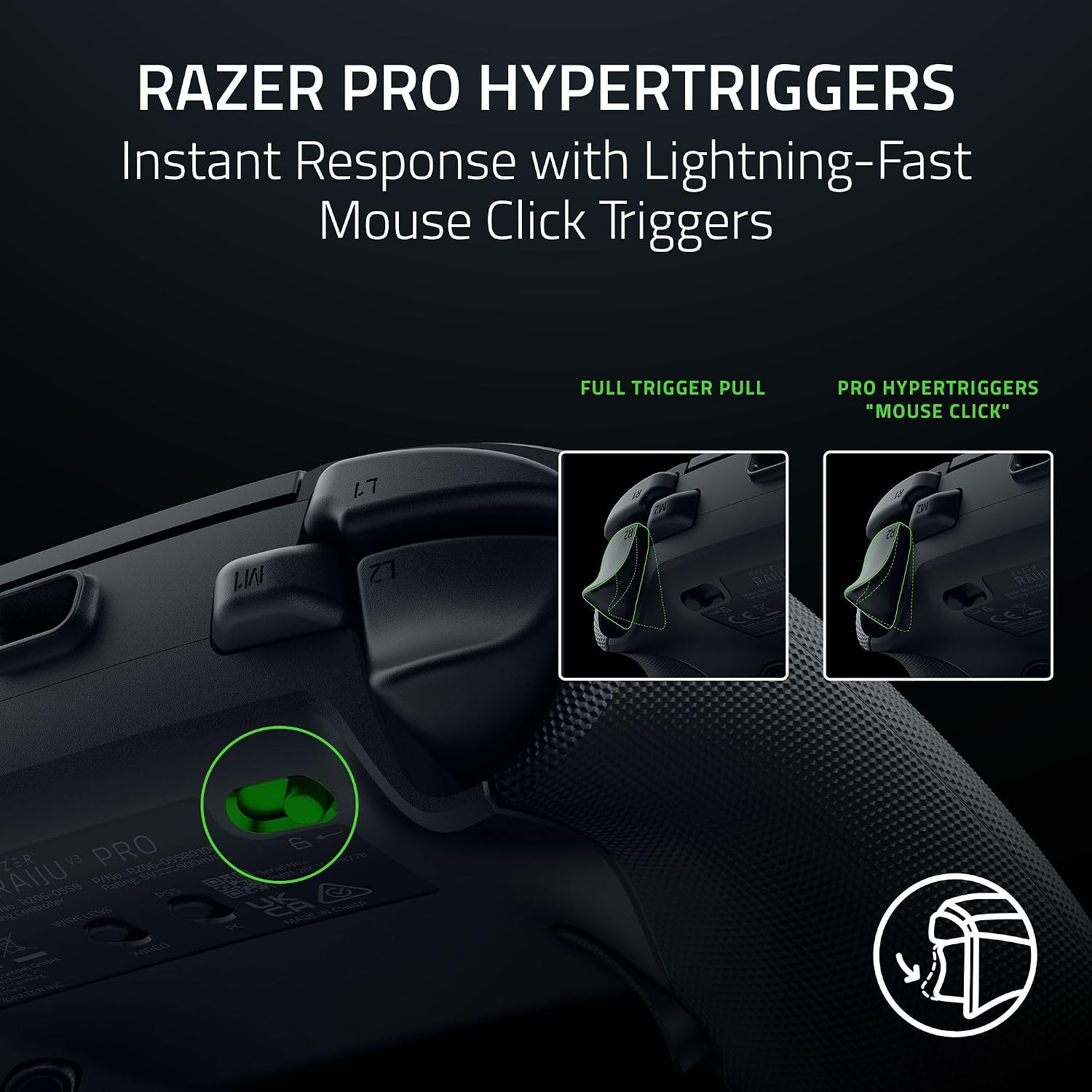 Razer Raiju V3 Pro Wireless Esports Controller – Officially Licensed for PlayStation, Lag-free Esports Grade Performance, 6 Remappable Buttons, TMR Thumbsticks, Fast Triggers, for PS5 & PC – Black