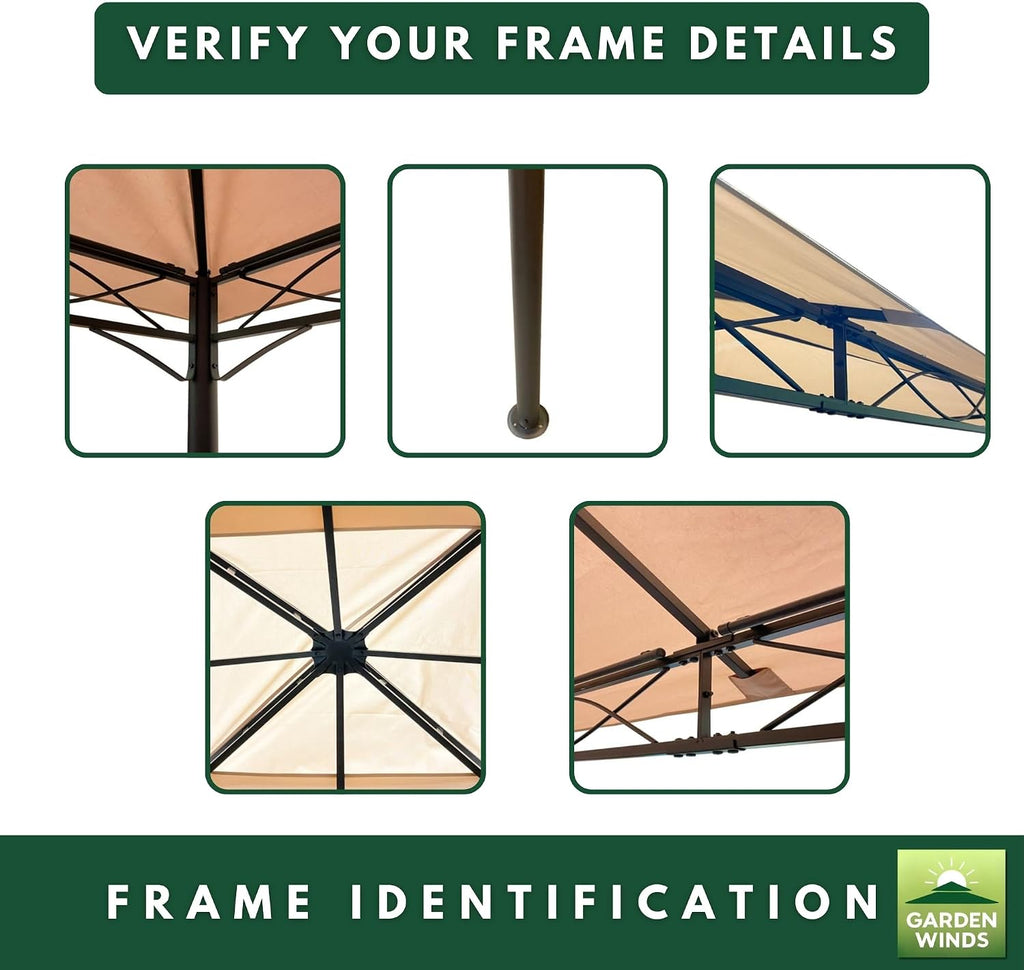 Garden Winds Reinforced RipLock 350 Replacement Canopy Top Cover Compatible with FDW 10' x 10' Square Gazebo Models B0894DSBJF, GZ-8033 - Beige