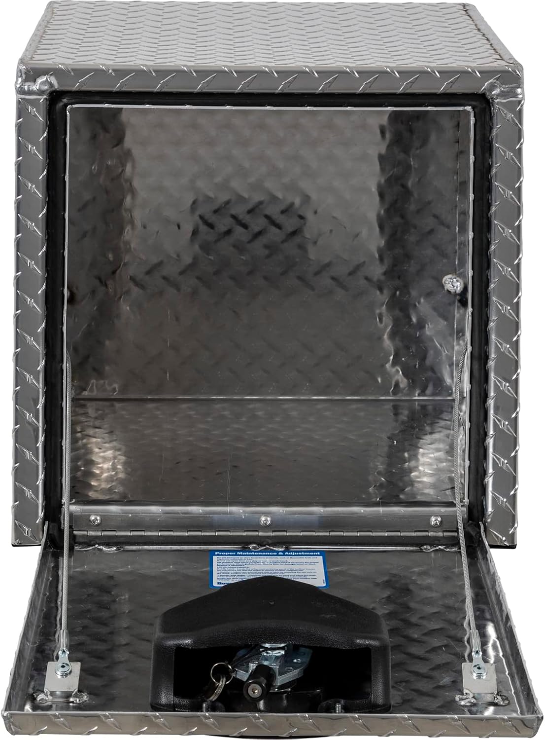Buyers Products 1705101 Diamond Tread Aluminum Underbody Truck Tool Box, 18 x 18 x 18, Made in USA, .100 in. Thick, Corrosion Resistant, Locking Compression Latch, Secure Storage for Work Trucks