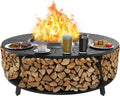 Uniflasy 48' Fire Pit Surround Tabletop for Solo Stove Yukon, Bonfire & Tiki, Portable Protective Barrier Equal Width Design with Firewood Storage Shelf for Safety & Extra Space, Outdoor FirePit Table