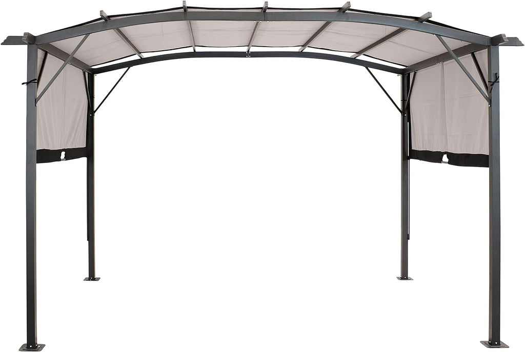 Sunnydaze 9' x 12' Outdoor Pergola with Retractable Canopy - Outdoor Patio Pergola with Retractable Sun Shade Cover for Deck - Gray