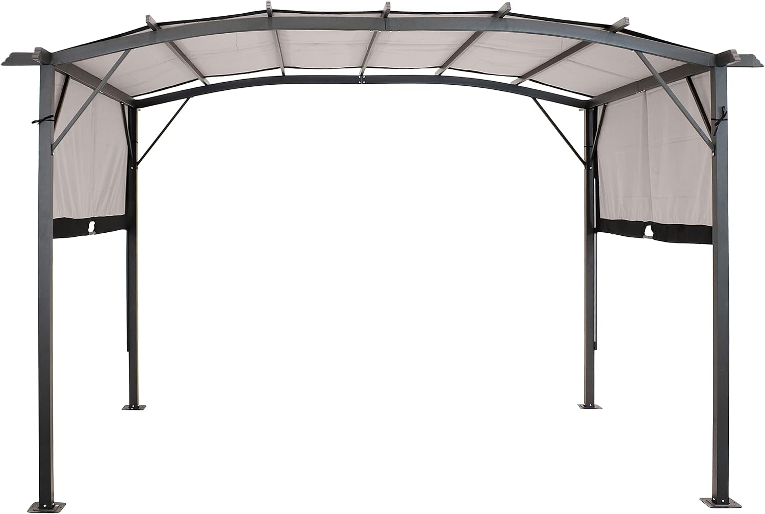 Sunnydaze 9' x 12' Outdoor Pergola with Retractable Canopy - Outdoor Patio Pergola with Retractable Sun Shade Cover for Deck - Gray