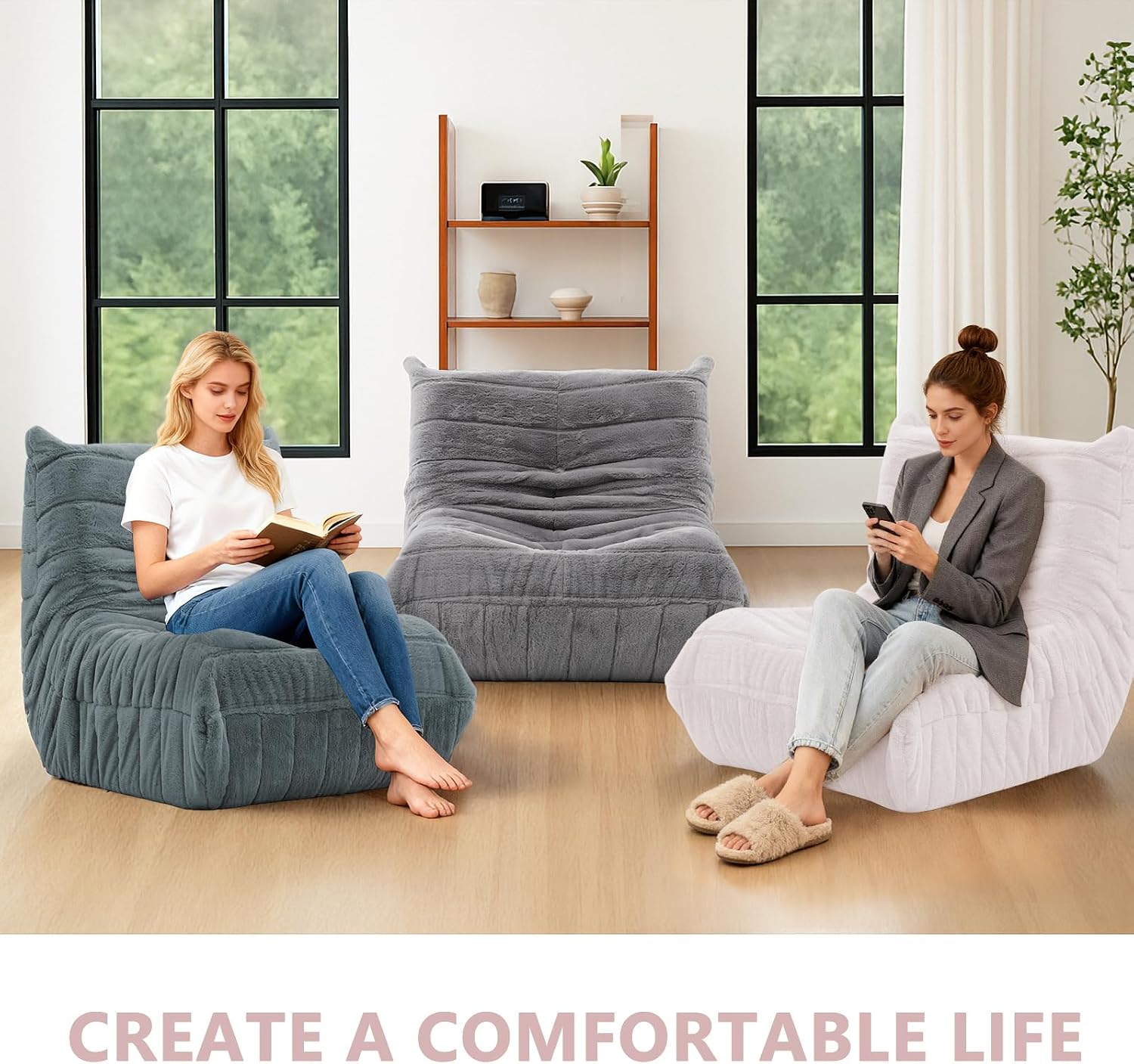 Bean Bag Chair for Adults, Giant Bean Bag Sofa Oversized Beanbag Chairs, Fireside Bean Bag Couch with High Density Sponge Filled Large Bean Bags Chair for Apartment Living Room Bedroom, Light Pink