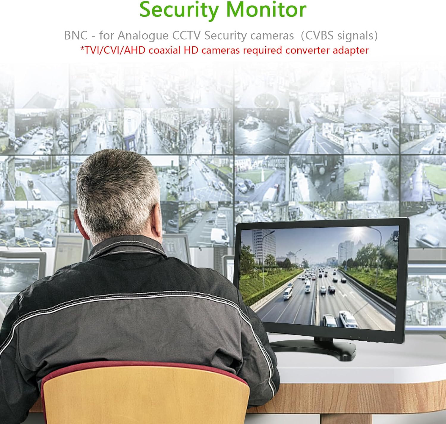 OSCY 13.3 Inch Small Monitor Support HDMI/VGA/USB/BNC/AV Mini Monitor 1366x768 for CCTV Raspi PC Gaming TV, with Remote Control and Built in Dual Speaker