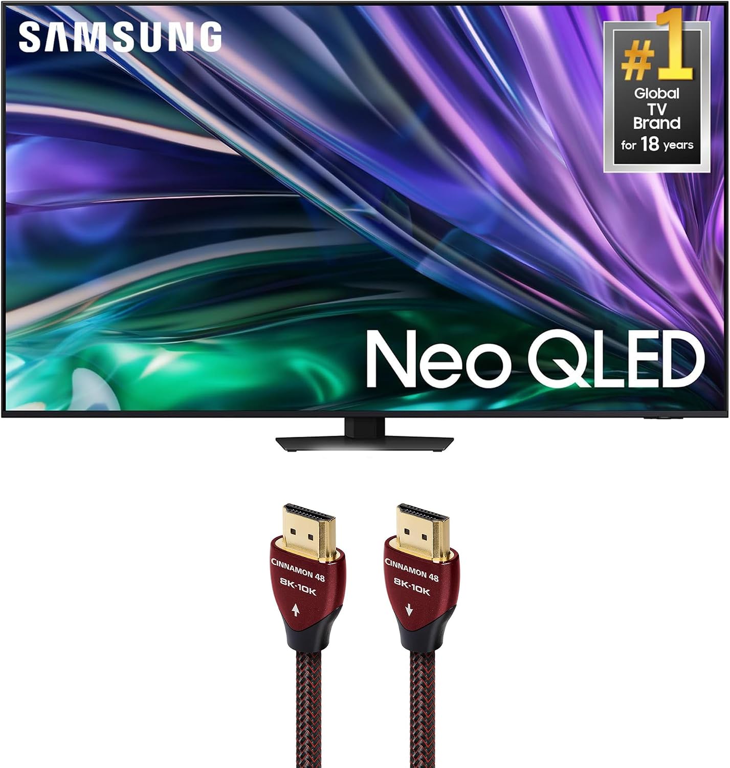 Samsung QN75QN85DBFXZA 75 Inch Neo QLED 4K Smart TV with Dolby Atmos and an AudioQuest Cinnamon 48 2.25M 8K-10K 48Gbps HDMI Digital Cable - 7.5ft (2024)
