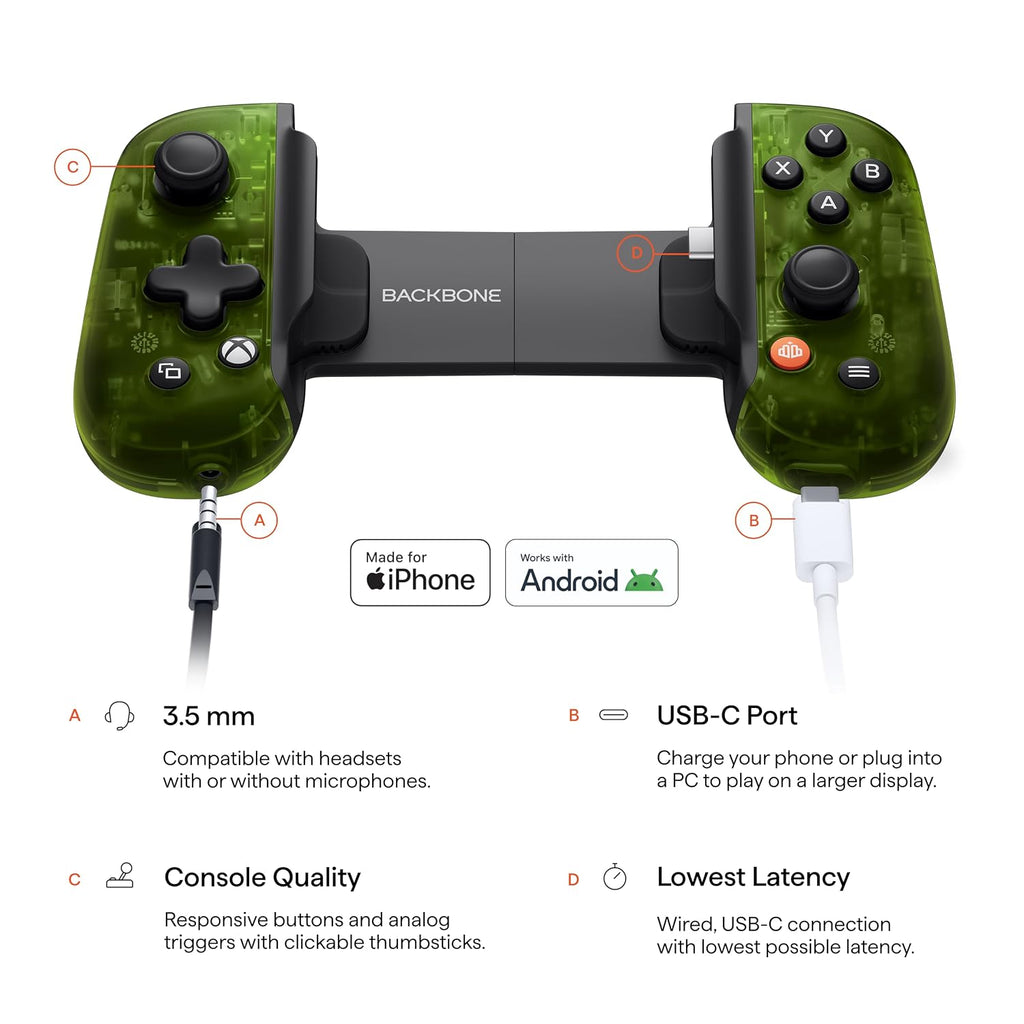 Backbone One Mobile Gaming Controller Xbox Edition – USB-C Phone Controller for iPhone 15/16/17 & Android, Play with Xbox Game Pass Ultimate (1-Month Access Included), Stream from Console or PC & More