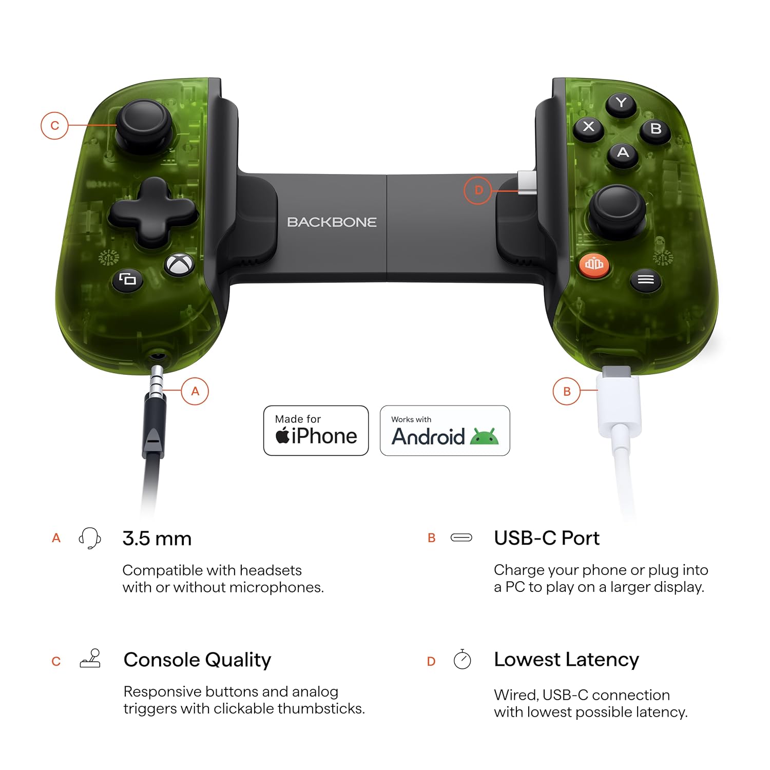 Backbone One Mobile Gaming Controller Xbox Edition – USB-C Phone Controller for iPhone 15/16/17 & Android, Play with Xbox Game Pass Ultimate (1-Month Access Included), Stream from Console or PC & More