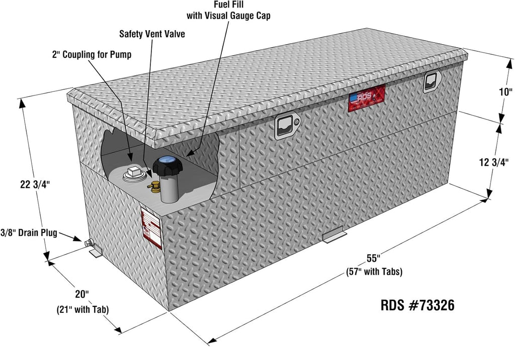 RDS Fuel Transfer/Auxiliary Tank/Toolbox Combo with 8 Gpm Pump - 60-Gal. Capacity
