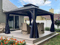 PURPLE LEAF 10' X 14' Hardtop Gazebo Pavilion for Outdoor with Netting and Curtains Deck Backyard Heavy Duty Sunshade Large Metal Patio Permanent Canopy