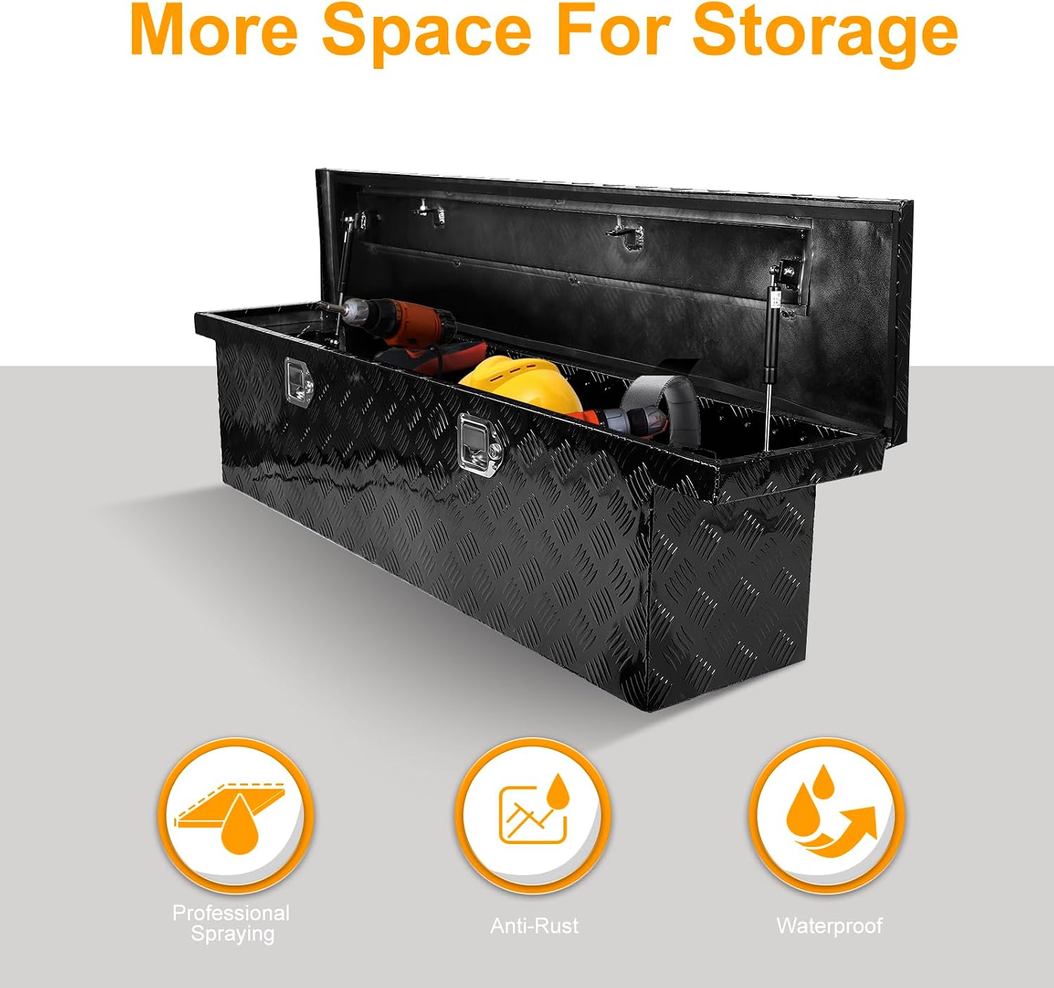 Crossover Tool Box Deep 14' H x 12' D x 60' L Waterproof Lockable Aluminum Black Truck Storage Box Compatible with Chevy Colorado,Ford Ranger,GMC Canyon（For Mid-Size Trucks