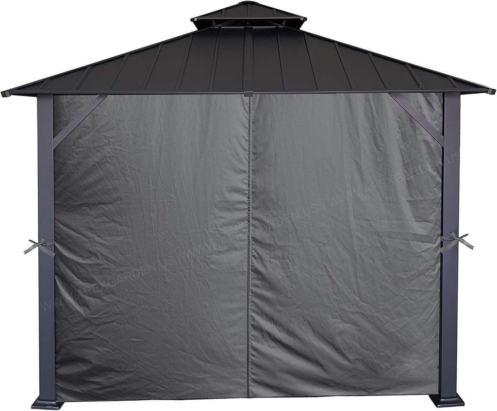 APEX GARDEN Four-Side Privacy Curtain Set for 10-Ft x 10-Ft Gazebo (10-ft x 10-ft, Charcoal)