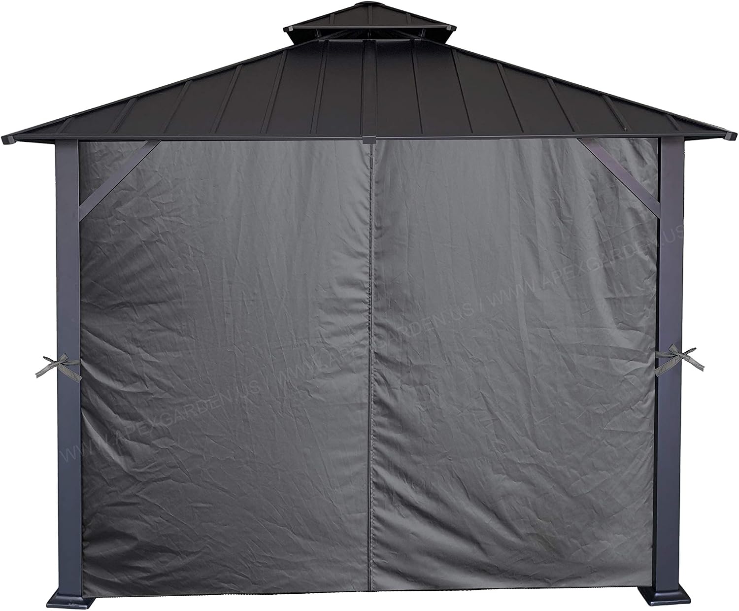 APEX GARDEN Four-Side Privacy Curtain Set for 10-Ft x 10-Ft Gazebo (10-ft x 10-ft, Charcoal)