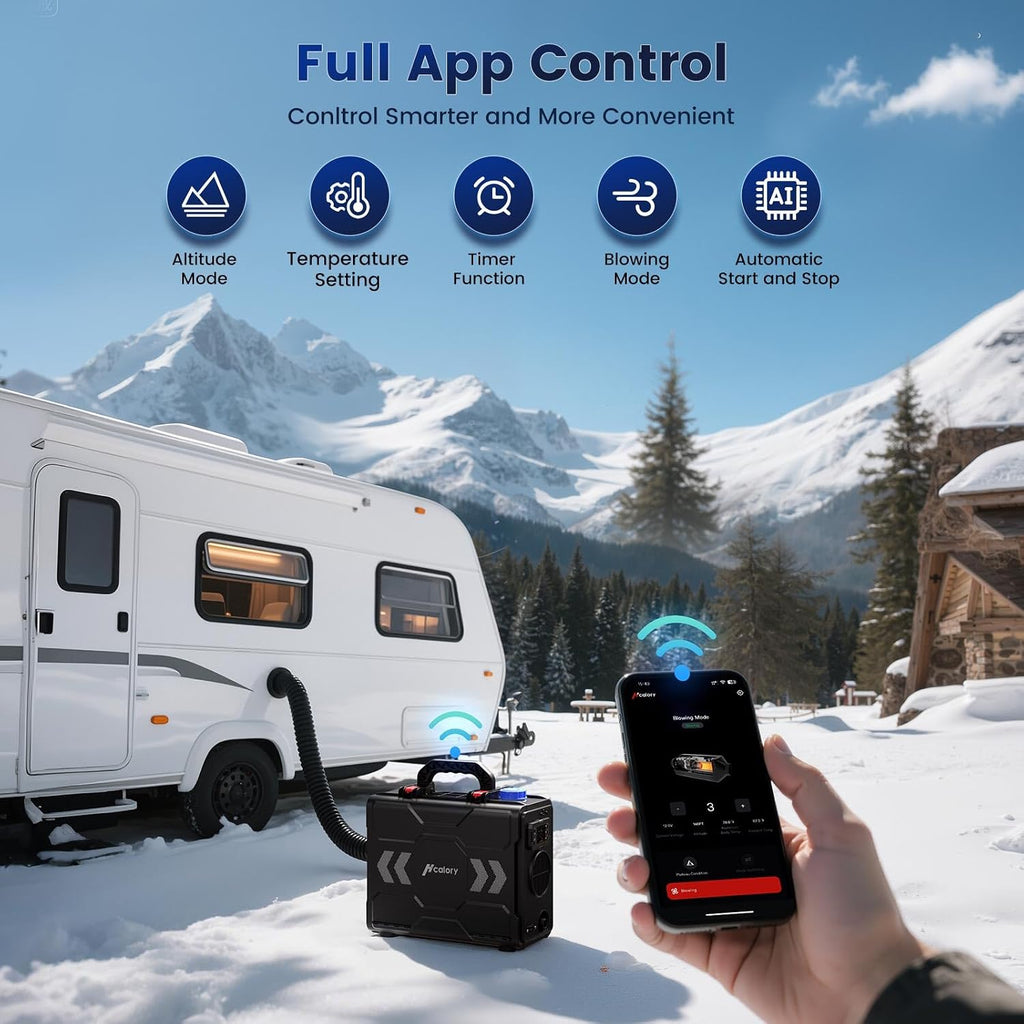 HCALORY 12V Portable Diesel Heater,Toolbox 2 Diesel Air Heater 8KW 6L All-in-One Parking Heater with APP Control Work at Altitude Max 20000 ft for Car Trucks RV and camper