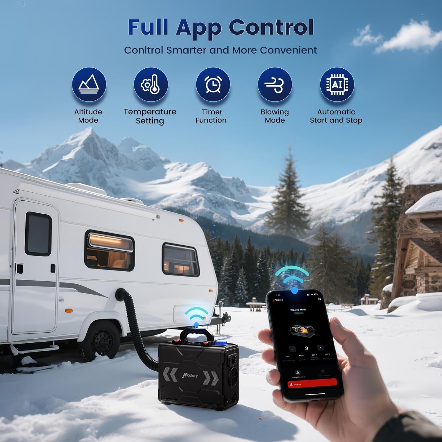HCALORY 12V Portable Diesel Heater,Toolbox 2 Diesel Air Heater 8KW 6L All-in-One Parking Heater with APP Control Work at Altitude Max 20000 ft for Car Trucks RV and camper