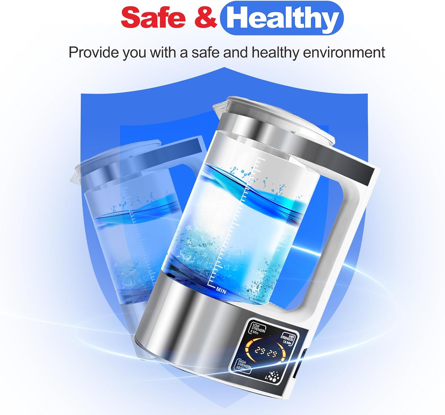 Portable Hypochlorous Acid (HOCL) Generator Machine, 2L Sodium Hypochlorous Solution Generator, Self-Made Electrolyzed Water System for Home Kitchen Hospital School Restaurant Bathroom Cleaning