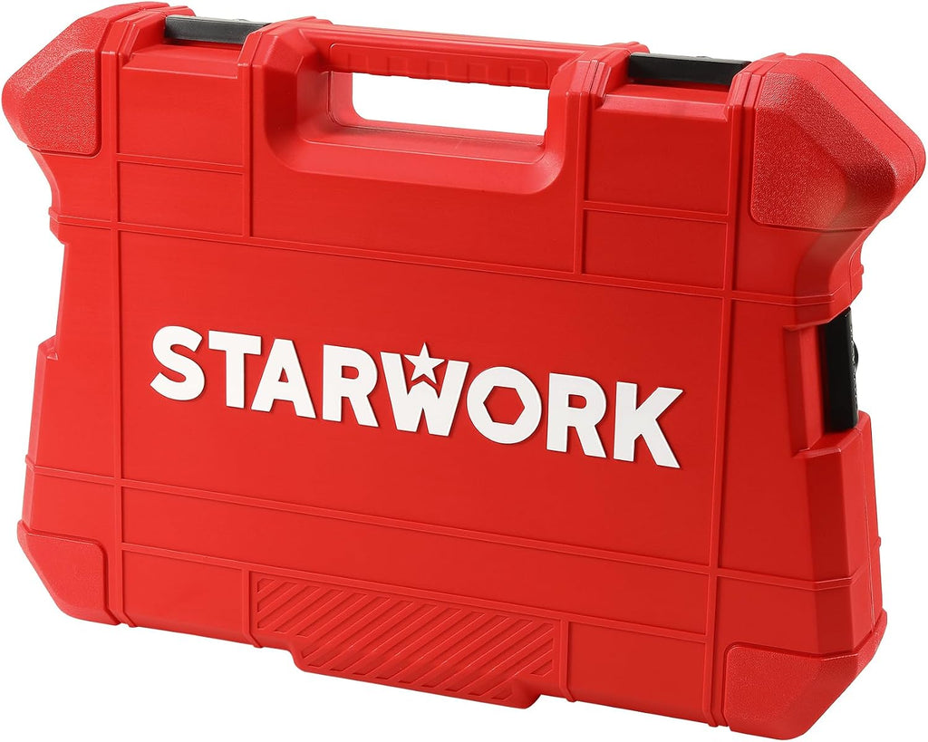 STARWORK TRUE MECHANIC 303-Piece Mechanics Tool Set, 120-Tooth Ratcheting Wrench Set, 1/4', 3/8', 1/2' Drive, Professional, SAE/Metric