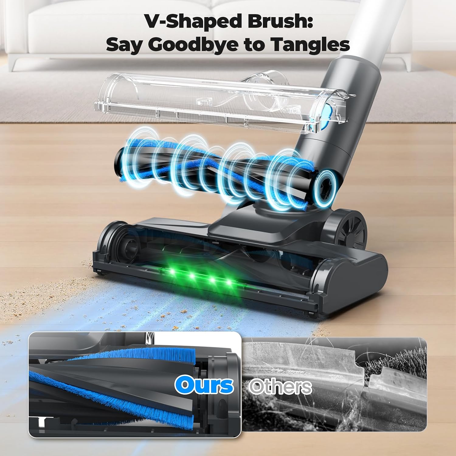 Cordless Vacuum Cleaner, Powerful Lightweight Stick Vacuum with Self-Standing, Anti-Tangle, 8-in-1 Rechargeable Vacuum Cleaners for Home, Hardwood Floors, Carpet, Pet Hair