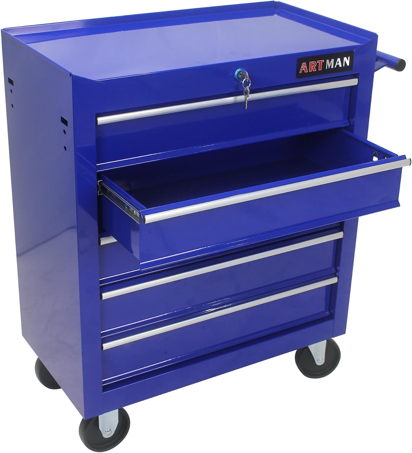 5-Drawer Heavy-Duty Rolling Tool Chest with Wheels, Steel Storage Organizer Cart with Handle, Metal Tool Cabinet for Garage, Workshop, and Repair Shop