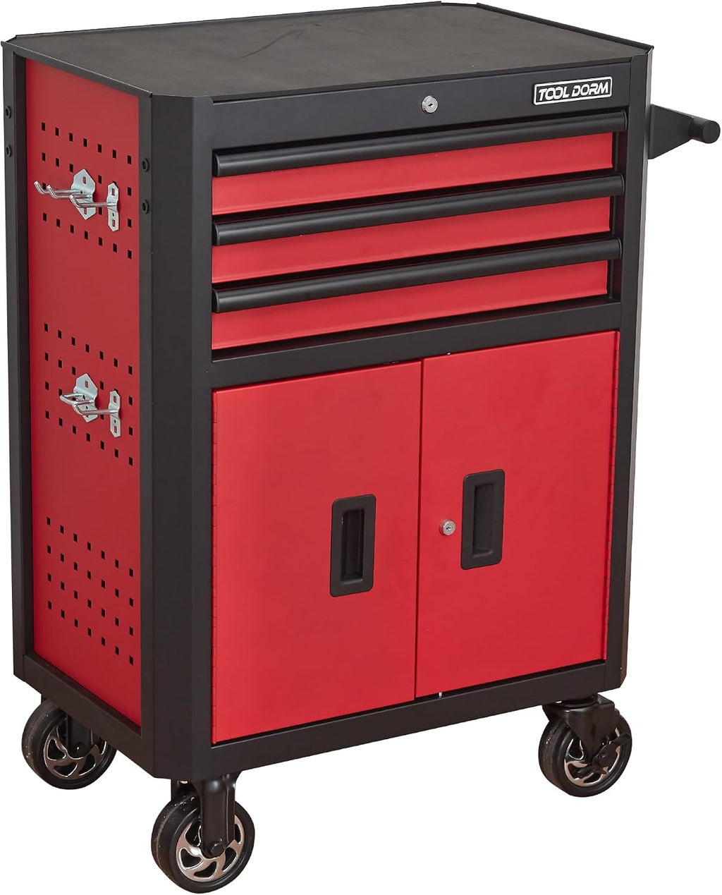 Tool Chest with Wheels - 28inch Tool Box with 3 Drawers & 1 Big Tool Cabinet with 2 Door, Metal Rolling Tool Cabinet with Locking System, for Garage, Warehouse, Workshop, Repair Shop