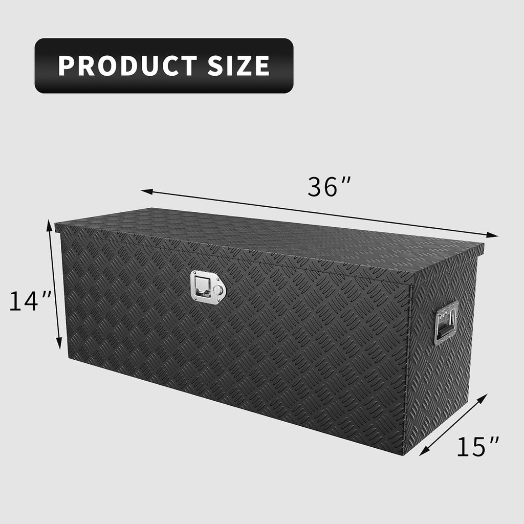 36 inch Truck Tool Box,Trailer Tool Box w/Lock and Keys,Waterproof Aluminum Truck Chest Toolbox For Pickup Truck,Trailer,UTV,ATV-36 X 15 X 14 inch,Black
