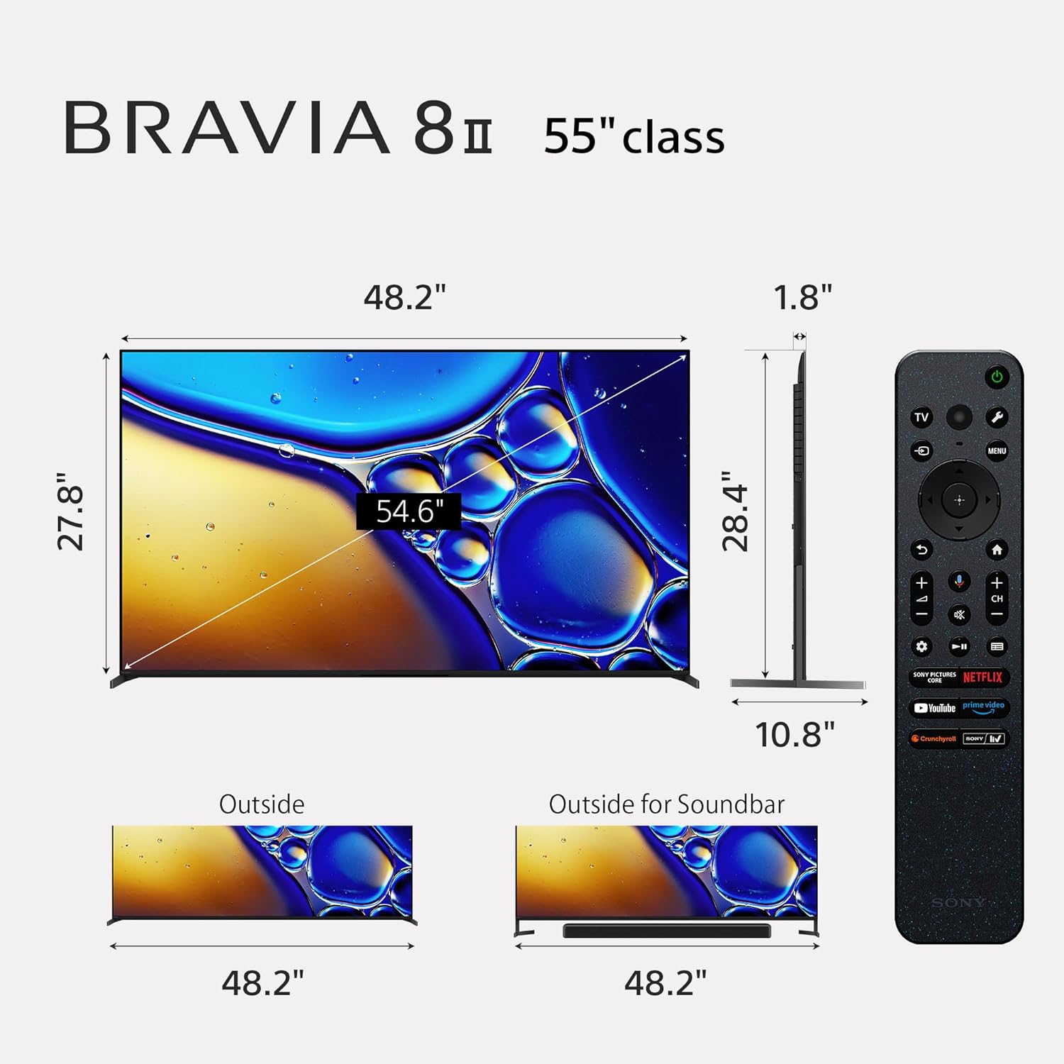 SONY K55XR80M2 55 Inch Bravia 8 QD-OLED 4K HDR Google TV with a Kanto PMX700 Pro Series Full Motion Dual Stud Mount (2025)