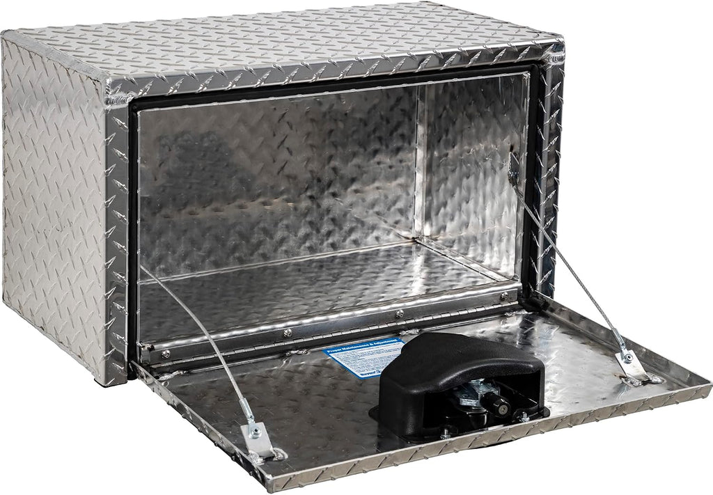 Buyers Products 1705150 Diamond Tread Aluminum Underbody Truck Tool Box, 14 x 12 x 24, Made in USA, .100 in. Thick, Corrosion Resistant, Locking Compression Latch, Secure Storage for Work Trucks
