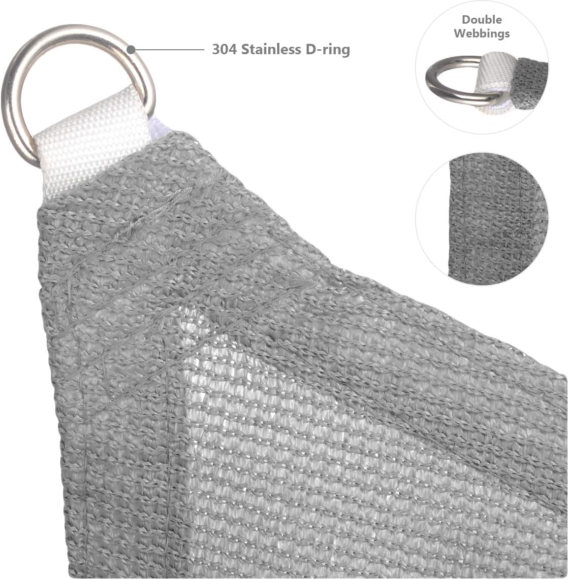 Eden's Decor Rectangular Grey 12' X 16' Sun Shade Sail UV-Blocking Outdoor Shade for Patio Backyard Pergola