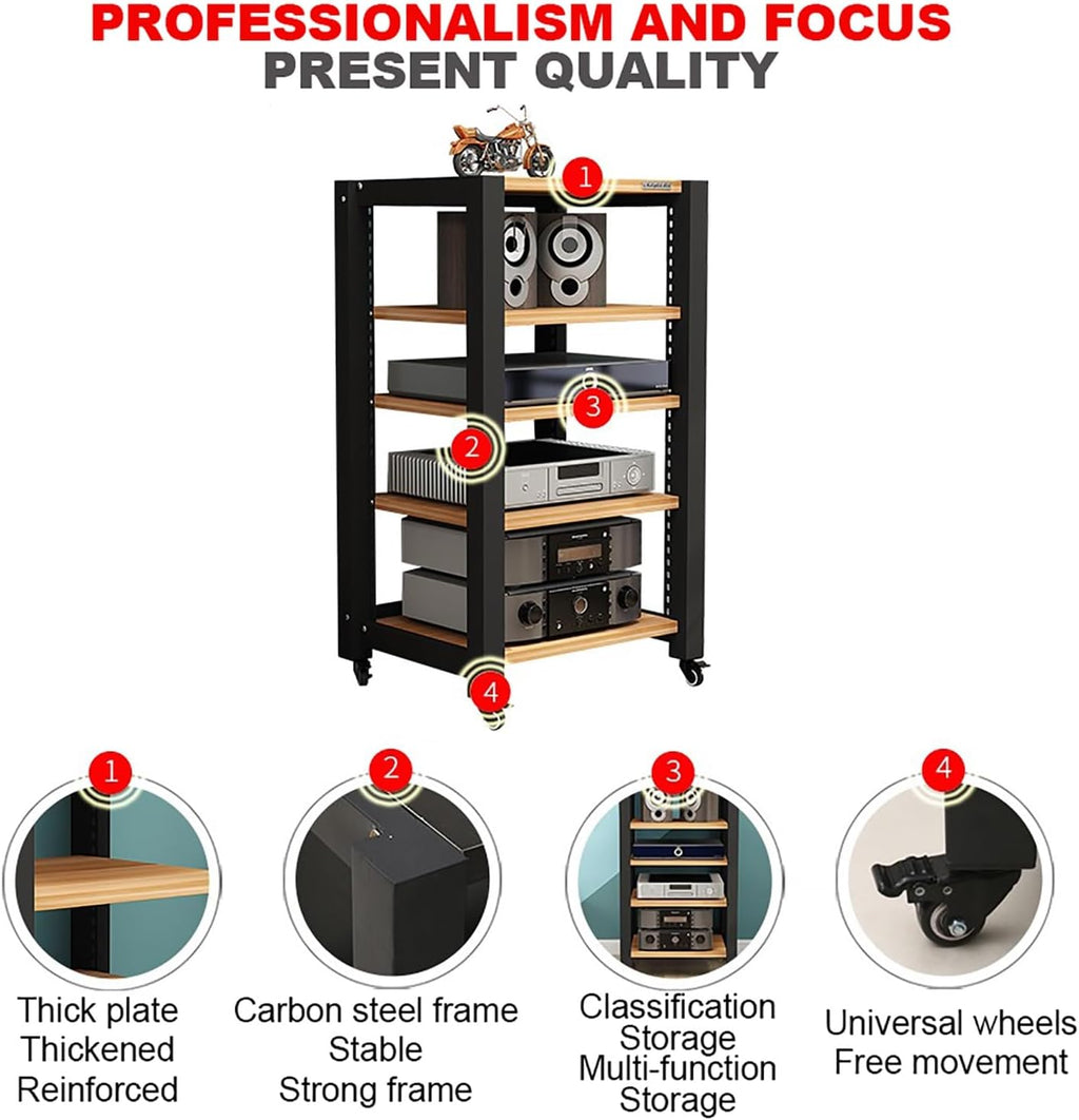 Walnut Gaming Shelf Stand - Record Player & Audio Rack, Media Cabinet for PS5, DVD Player, Projector, AV Equipment - Corner Display with Wooden Shelves (60x50x100cm)