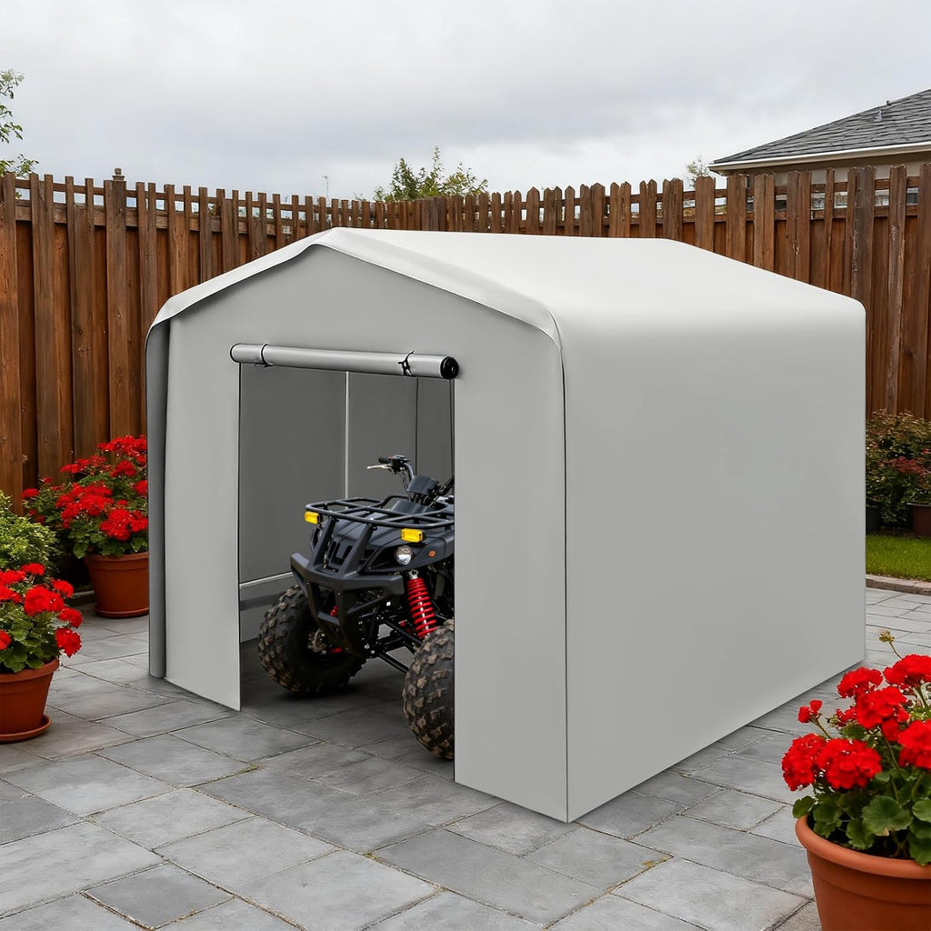 12X8Ft Portable Car Port with Roll-Up Windows Reinforced Portable Garage Heavy Duty Carport Shelter Car Canopy for Outdoor Garden (Grey, 12x12x8Ft)