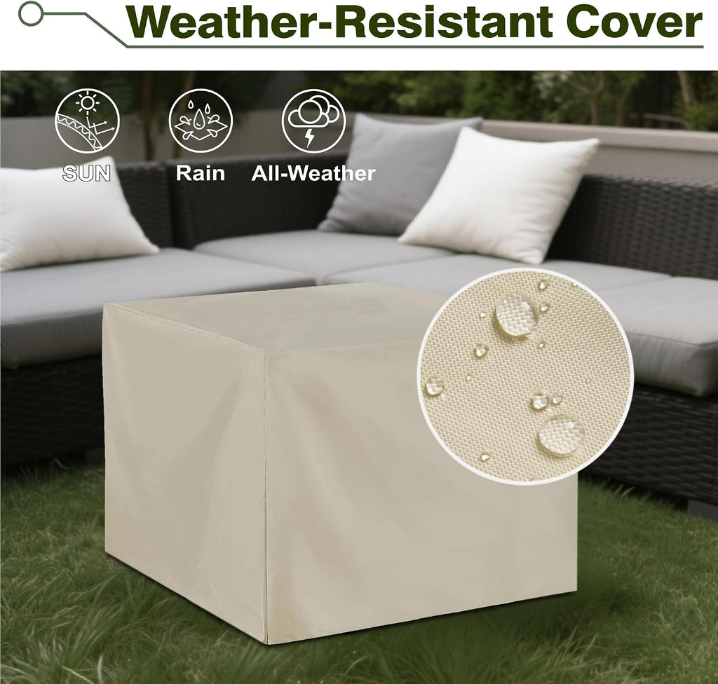Dineli 28-Inch Square Propane Fire Pit Firepits for Outside Patio Fire Pit Table, Gas Fire Pits with Adjustable Feet, Tabletop Fire Pits for Backyard Deck Balcony, 50,000 BTU, Leaf Pattern - Black