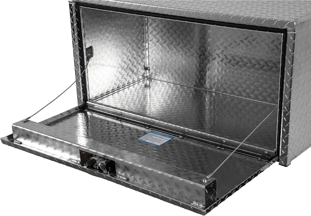 Buyers Products 1705105 Silver Diamond Tread Aluminum Underbody Truck Box with T-Handle Latch, 18 x 18 x 36 Inch, Durable Contractor Toolbox For Organization And Storage, Job Tool Chest