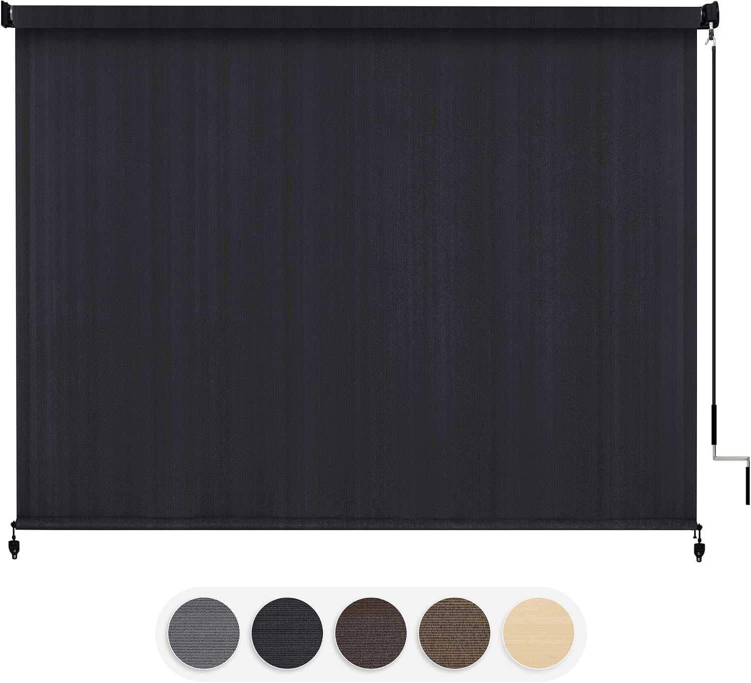 VICLLAX Outdoor Roller Shade Fabric for Porch Gazebo, Patio Cordless Blinds Roll Up Shade (9' W X 8' L), Graphite Black