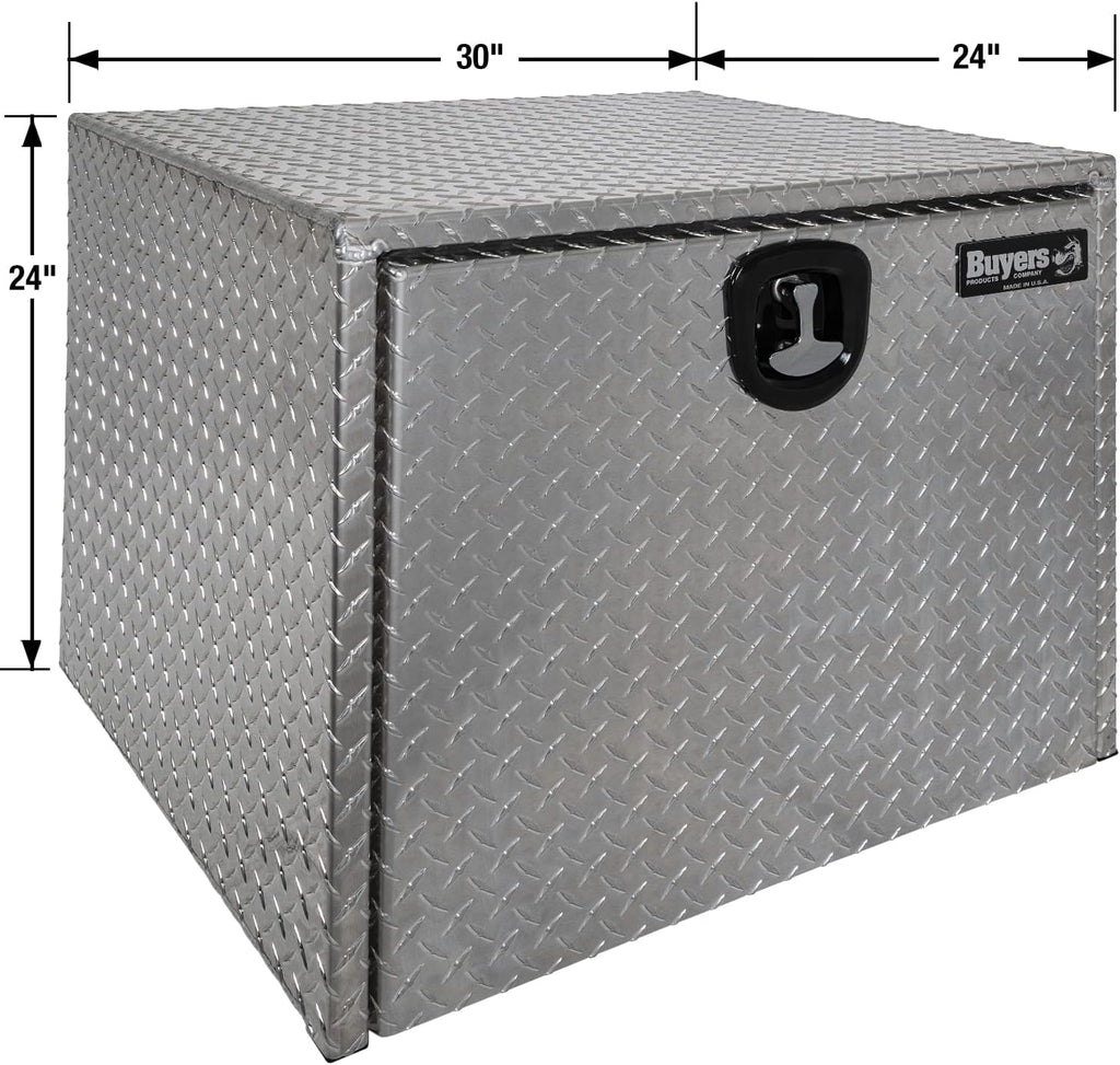 Buyers Products 1705133 Diamond Tread Aluminum Underbody Truck Tool Box, 24 x 24 x 30, Made in USA, .100 in. Thick, Corrosion-Resistant, Locking Compression Latch, Secure Storage for Work Trucks