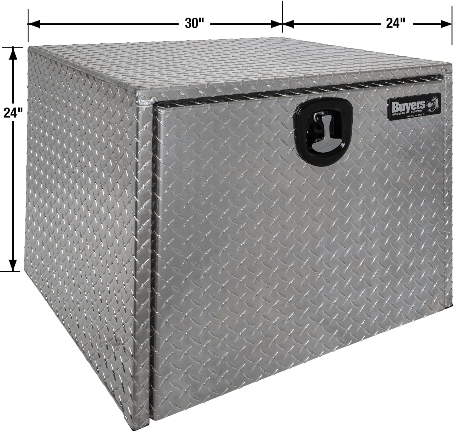 Buyers Products 1705133 Diamond Tread Aluminum Underbody Truck Tool Box, 24 x 24 x 30, Made in USA, .100 in. Thick, Corrosion-Resistant, Locking Compression Latch, Secure Storage for Work Trucks
