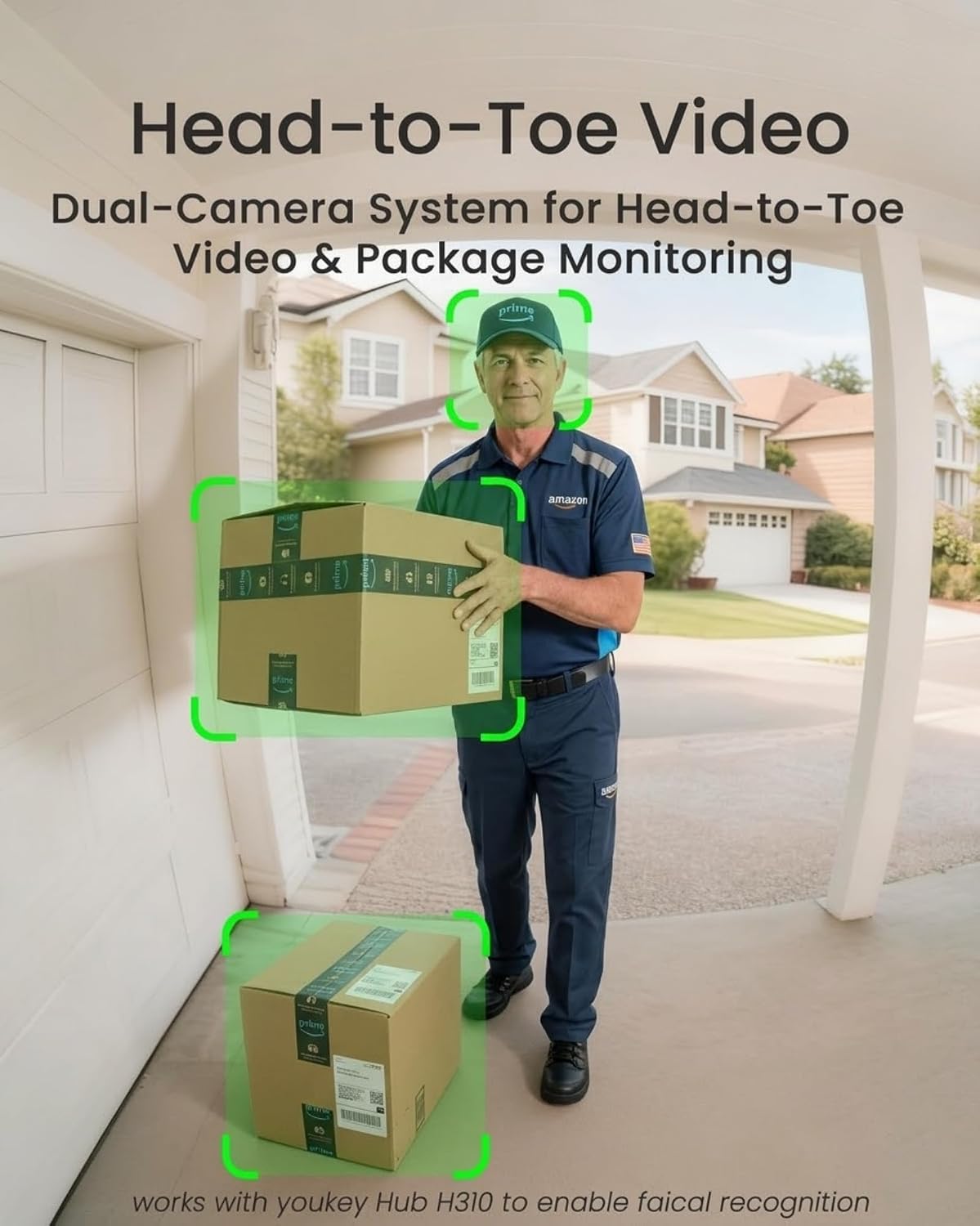 youkey Dual Camera Wireless Video Doorbell — Head-to-Toe View, 2K FHD Battery Doorbell with Local Storage No Monthly Fee, Package Detection, 5Ghz WiFi, Works with Alexa & Google Assistant, DB312