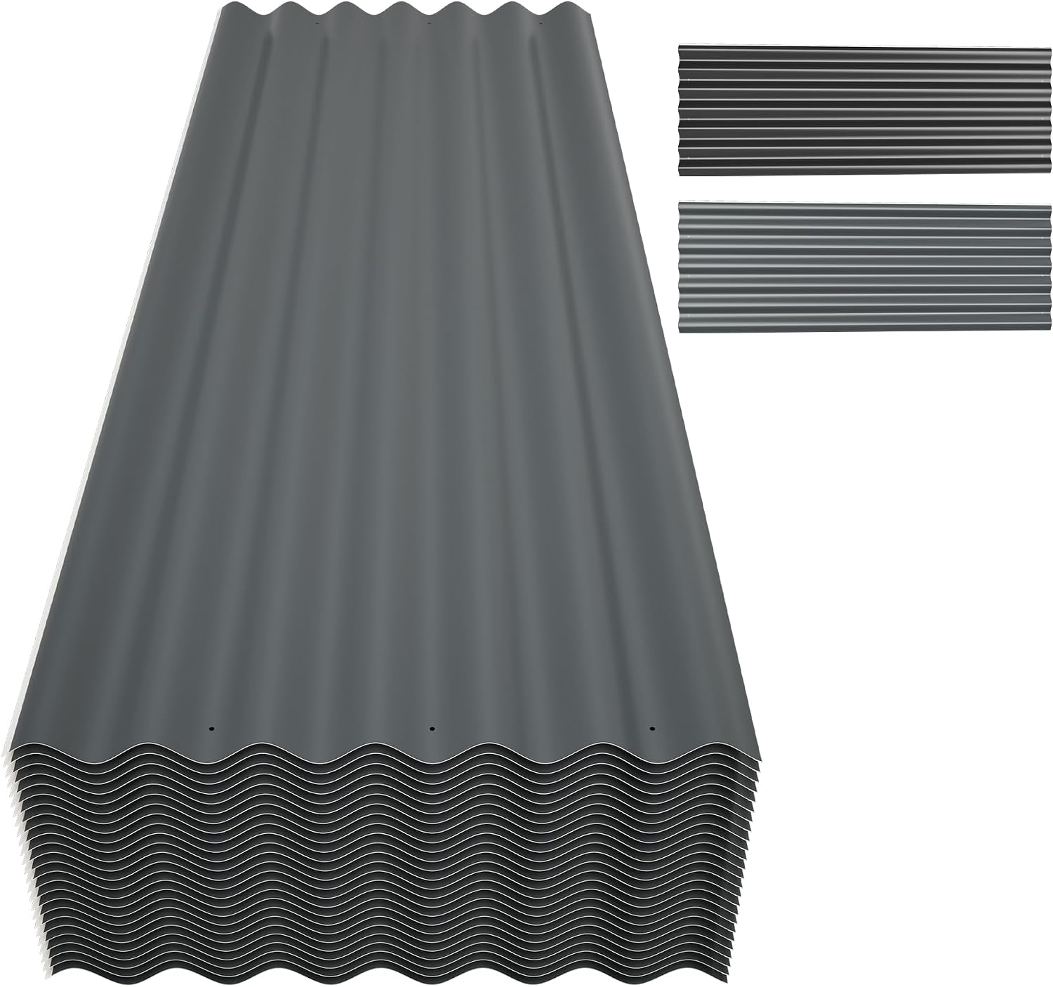 Metal Roof Panels 25Pcs 60.6×20.5 Inches with Screws, Corrugated Tin Roofing Panels Waterproof,Steel Wall Panel Siding Panels Sheets for Garages Sheds Chicken Coop Stables and Mobile Homes,Grey
